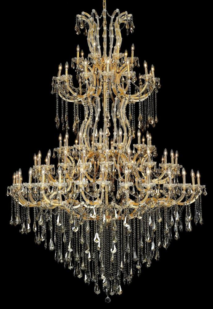 Maria Theresa 85 Light Gold Chandelier Golden Teak (Smoky) Royal Cut Crystal