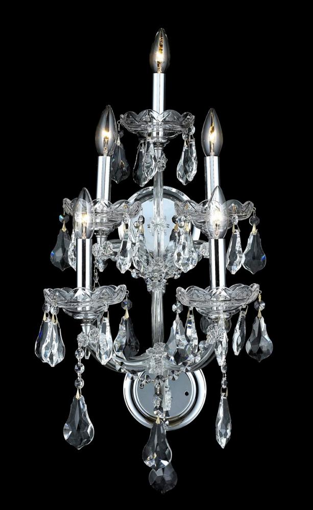Maria Theresa 5 Light Chrome Wall Sconce Clear Royal Cut Crystal