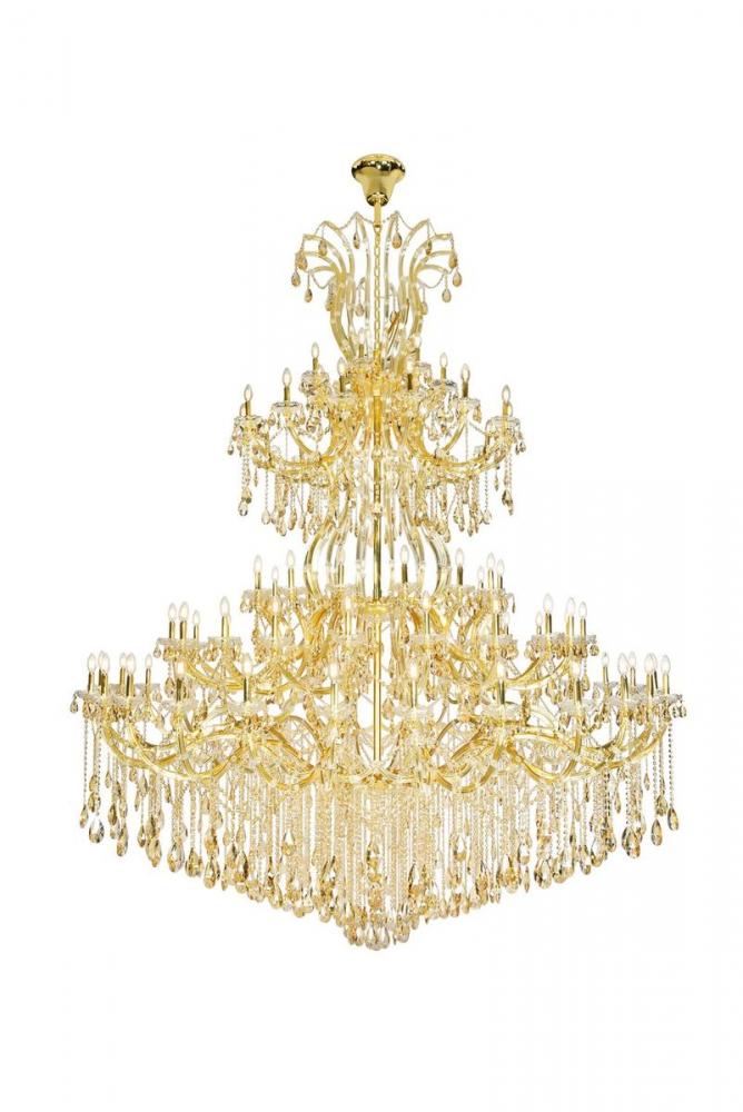 Maria Theresa 84 Light Gold Chandelier with Golden Shadow Tear Drop Crystals Golden Shadow