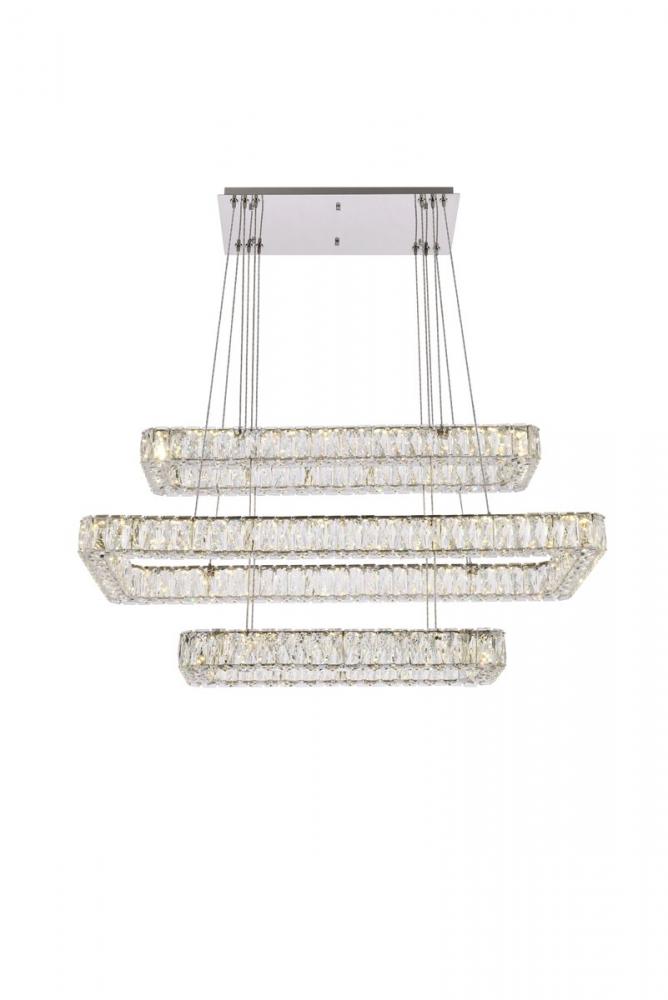 Monroe 42 Inch LED Triple Rectangle Pendant in Chrome