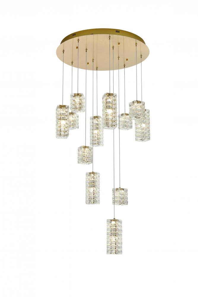 Aston Hang D28&#34;H9.5&#34; LED  L12 52W DIM 3CCT Satin Gold