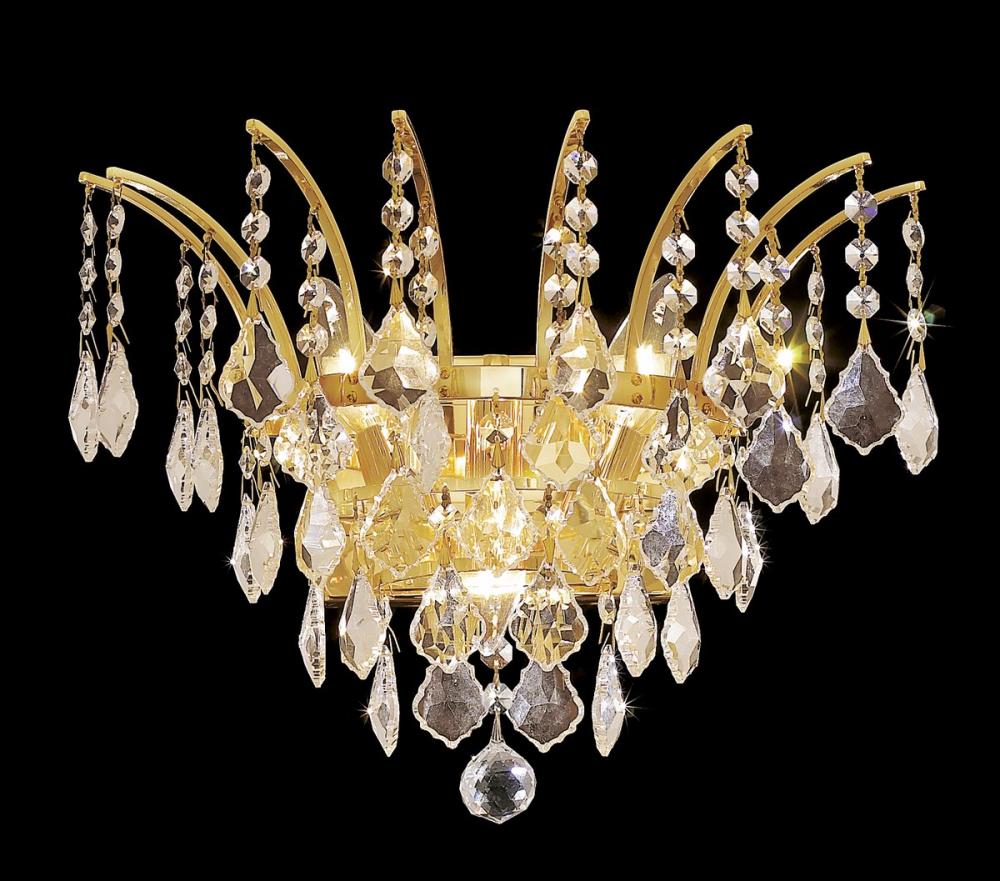 Victoria 3 Light Gold Wall Sconce Clear Royal Cut Crystal