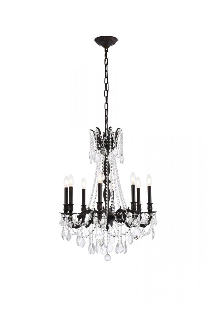 Rosalia 8 Light Dark Bronze Chandelier Golden Teak (Smoky) Royal Cut Crystal