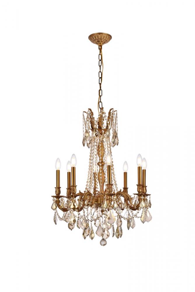 Rosalia 8 Light French Gold Chandelier Golden Teak (Smoky) Royal Cut Crystal