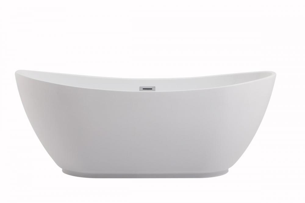 67 Inch Soaking Bathtub in Glossy White