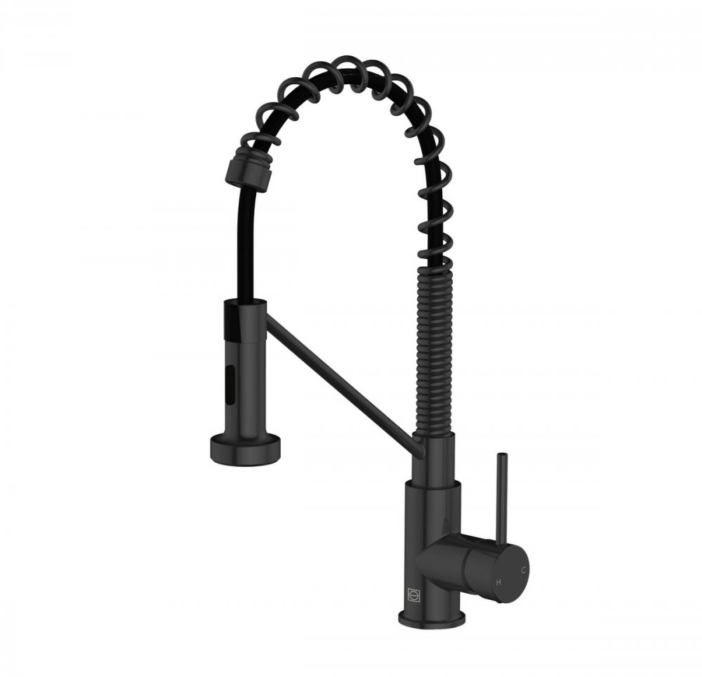 Yara Single Handle Pull Down Sprayer Kitchen Faucet in Matte Black