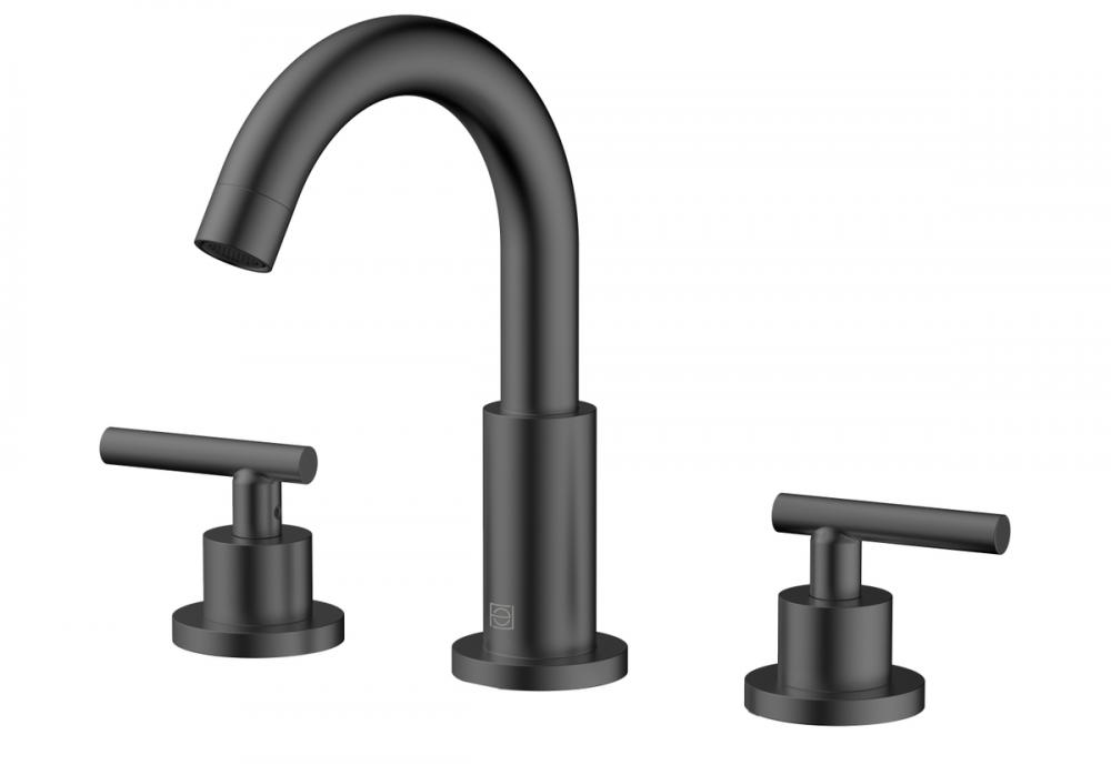 Leah 8 Inch Widespread Double Handle Bathroom Faucet in Matte Black