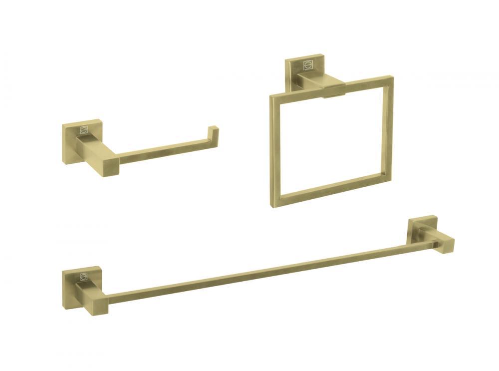 Isla 3-piece Bathroom Hardware Set in Brushed Gold