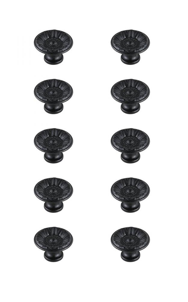 Corio 1.1&#34; Diameter Matte Black Mushroom Knob Multipack (Set of 10)