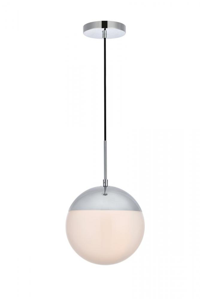 Eclipse 1 Light Chrome Pendant With Frosted White Glass