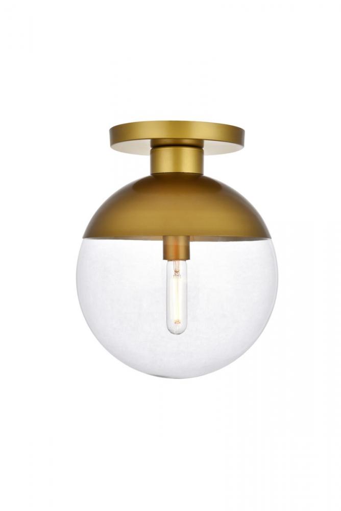 Eclipse 1 Light Brass Flush Mount with Clear Glass