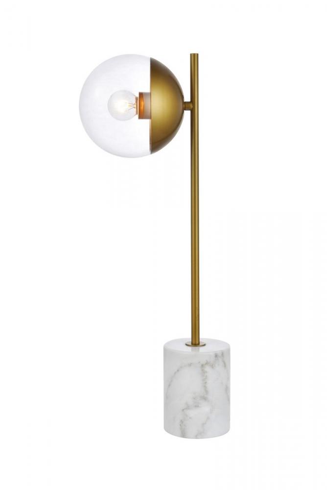 Eclipse 1 Light Brass Table Lamp with Clear Glass