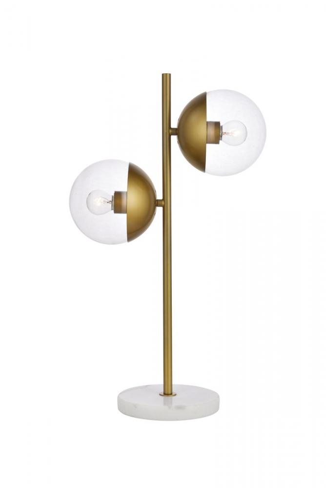 Eclipse 2 Lights Brass Table Lamp With Clear Glass