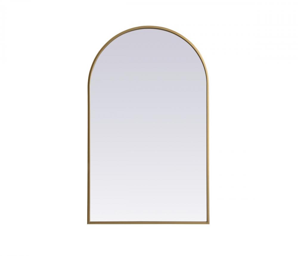 Metal Frame Arch Mirror 22x36 Inch in Brass