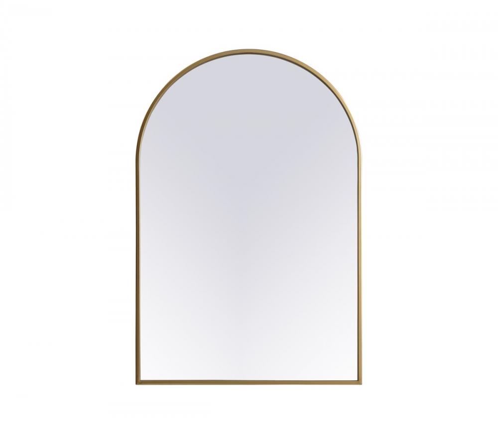 Metal Frame Arch Mirror 24x36 Inch in Brass