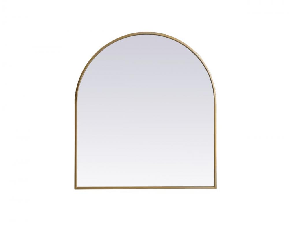 Metal Frame Arch Mirror 27x30 Inch in Brass