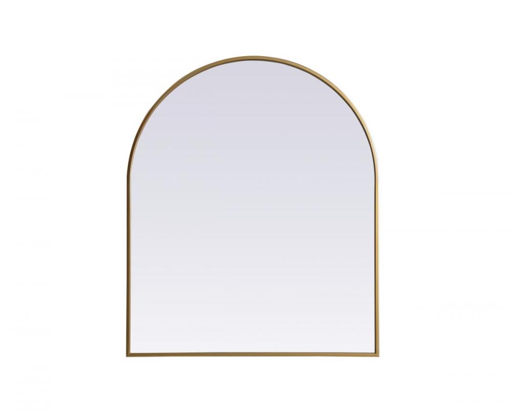 Metal Frame Arch Mirror 30x36 Inch in Brass