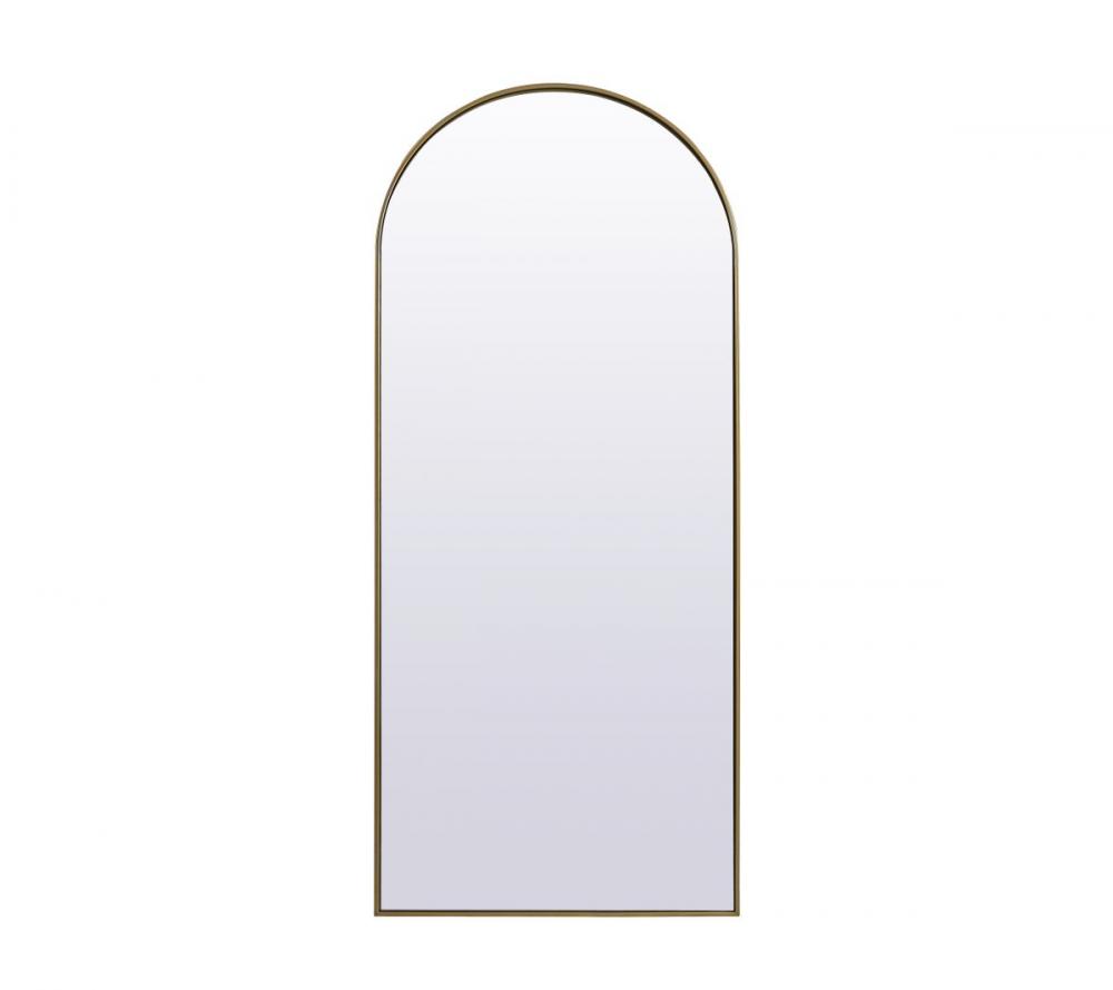 Metal Frame Arch Full Length Mirror 32x76 Inch in Brass