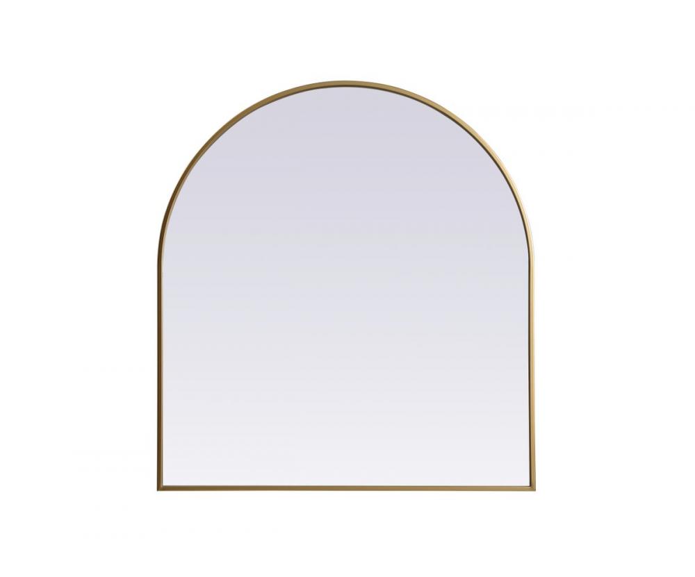 Metal Frame Arch Mirror 33x36 Inch in Brass