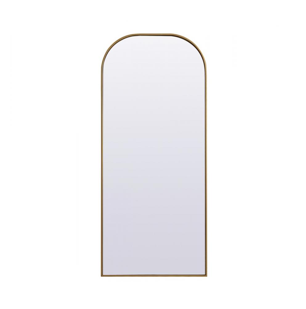 Metal Frame Arch Full Length Mirror 28x66 Inch in Brass