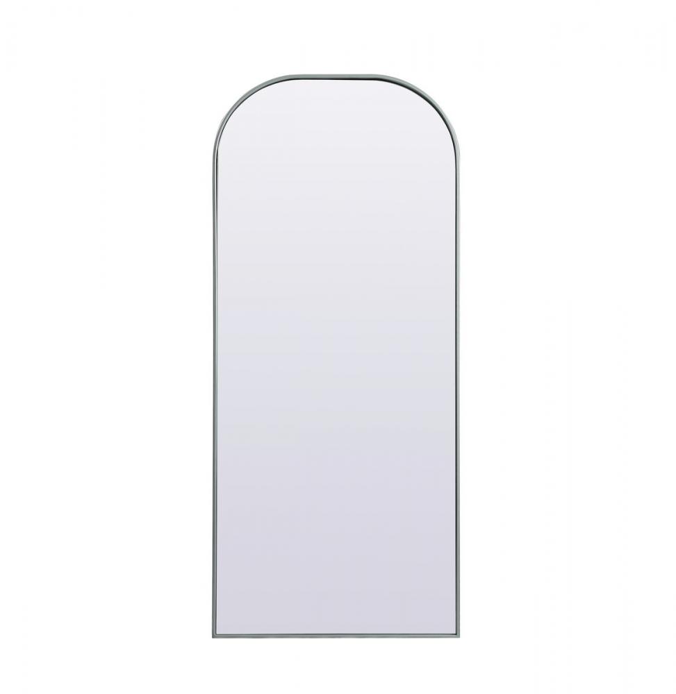 Metal Frame Arch Full Length Mirror 28x66 Inch in Silver