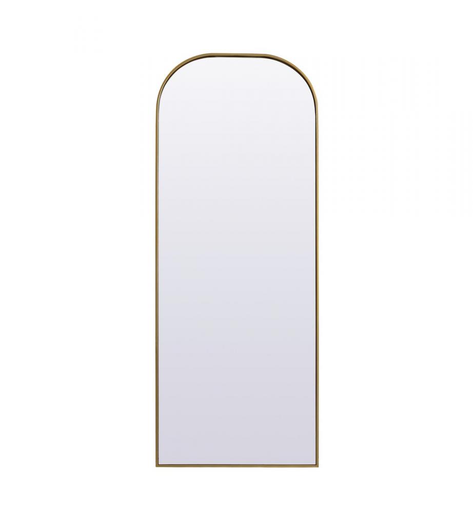 Metal Frame Arch Full Length Mirror 28x74 Inch in Brass