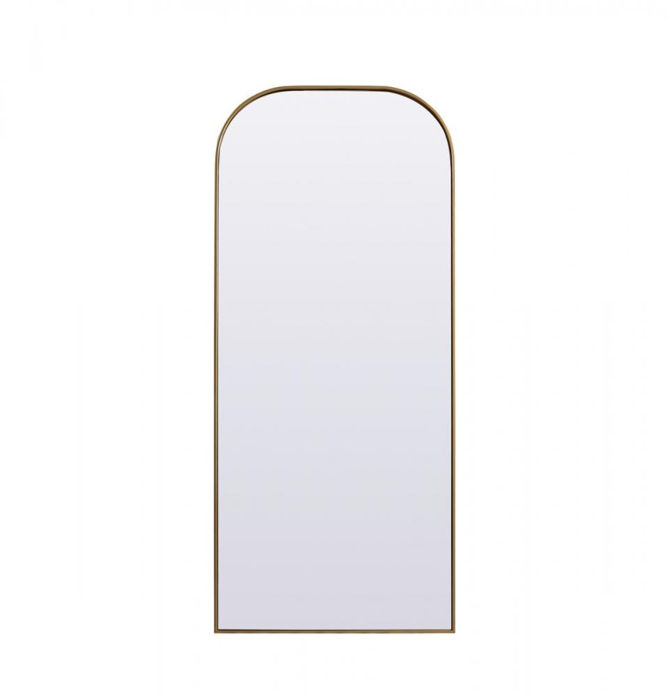 Metal Frame Arch Full Length Mirror 32x76 Inch in Brass