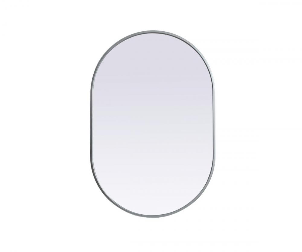 Metal Frame Oval Mirror 24x36 Inch in Silver