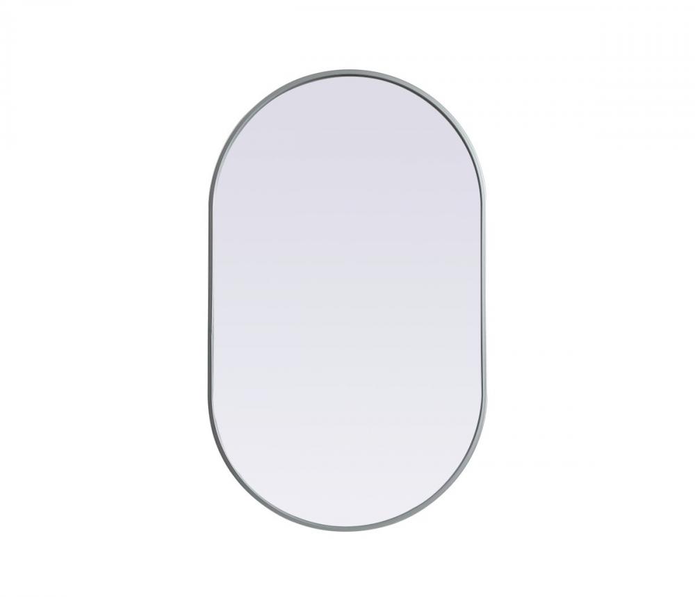 Metal Frame Oval Mirror 24x40 Inch in Silver