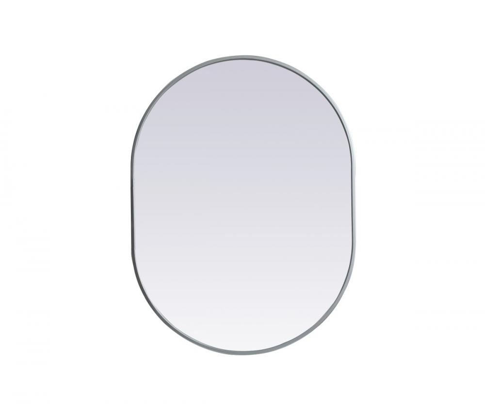 Metal Frame Oval Mirror 27x36 Inch in Silver