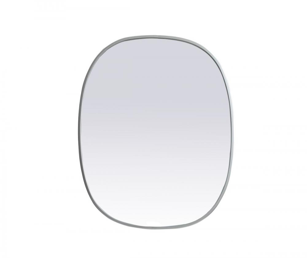 Metal Frame Oval Mirror 24x30 Inch in Silver