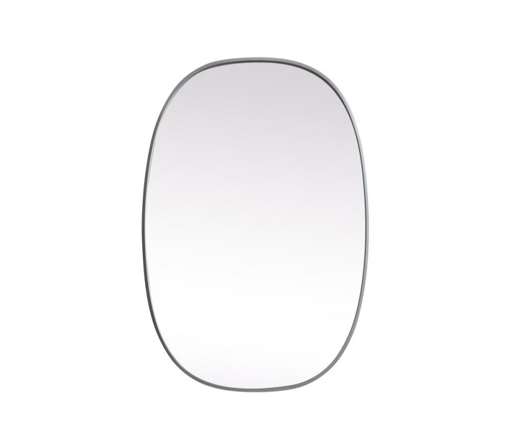 Metal Frame Oval Mirror 27x40 Inch in Silver