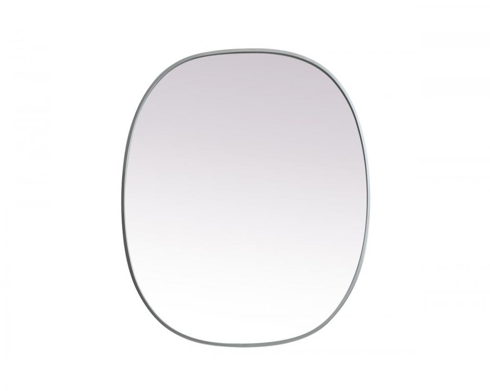 Metal Frame Oval Mirror 30x36 Inch in Silver