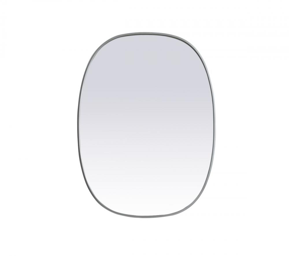 Metal Frame Oval Mirror 30x40 Inch in Silver