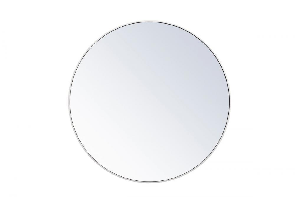 Metal Frame Round Mirror 42 Inch in White