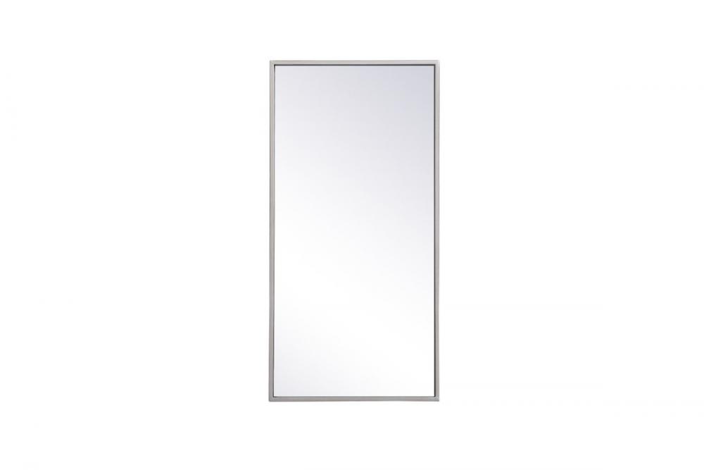 Metal Frame Rectangle Mirror 14x28 Inch in Silver