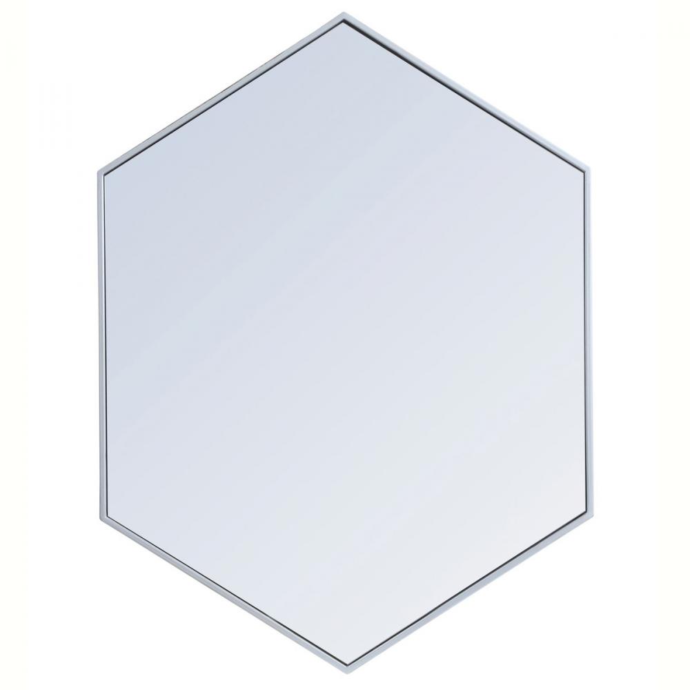 Metal Frame HexAgon Mirror 30 Inch in Silver