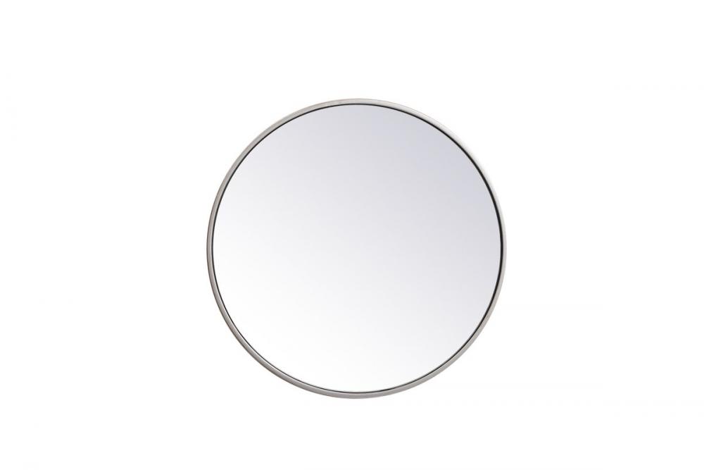 Metal Frame Round Mirror 21 Inch in Silver