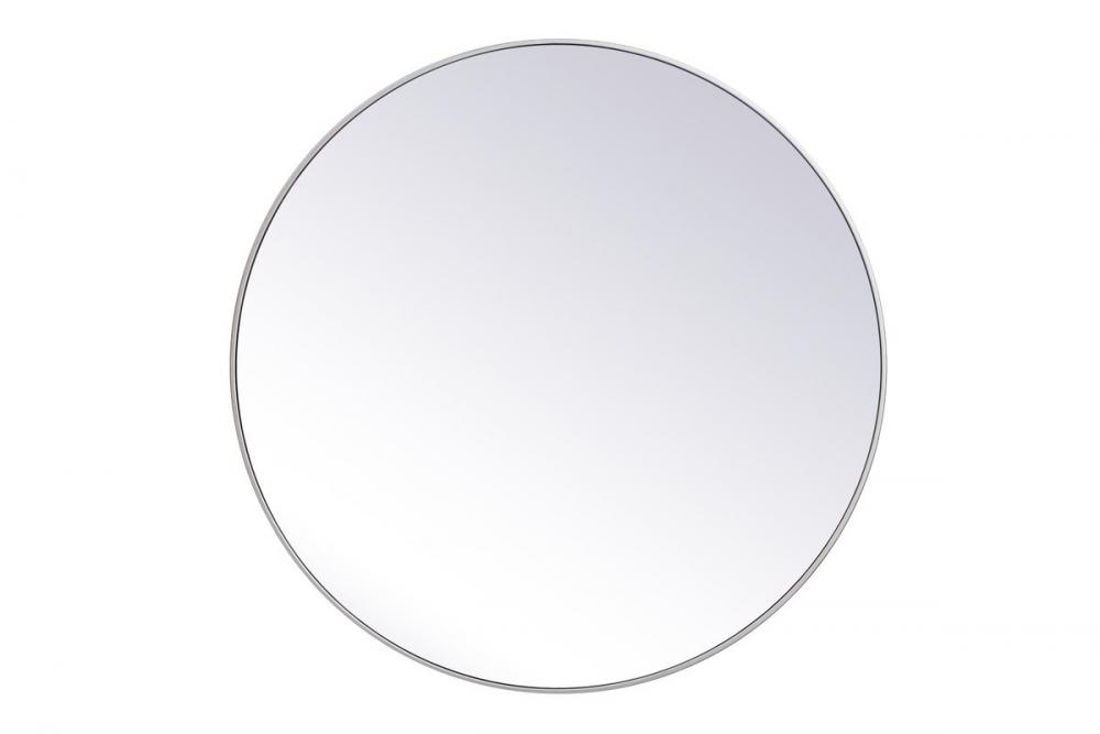 Metal Frame Round Mirror 45 Inch in Silver