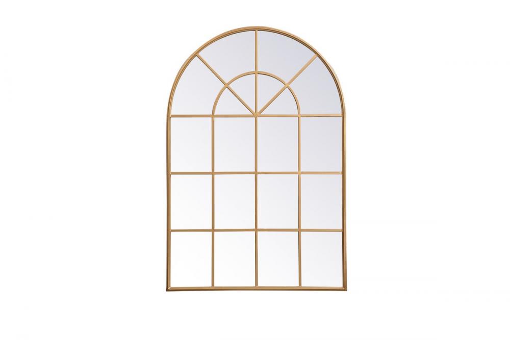 Metal Windowpane Mirror 36 Inchx53 Inch in Brass