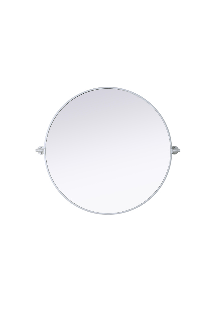 Metal Frame Round Mirror D30&#34; Silver