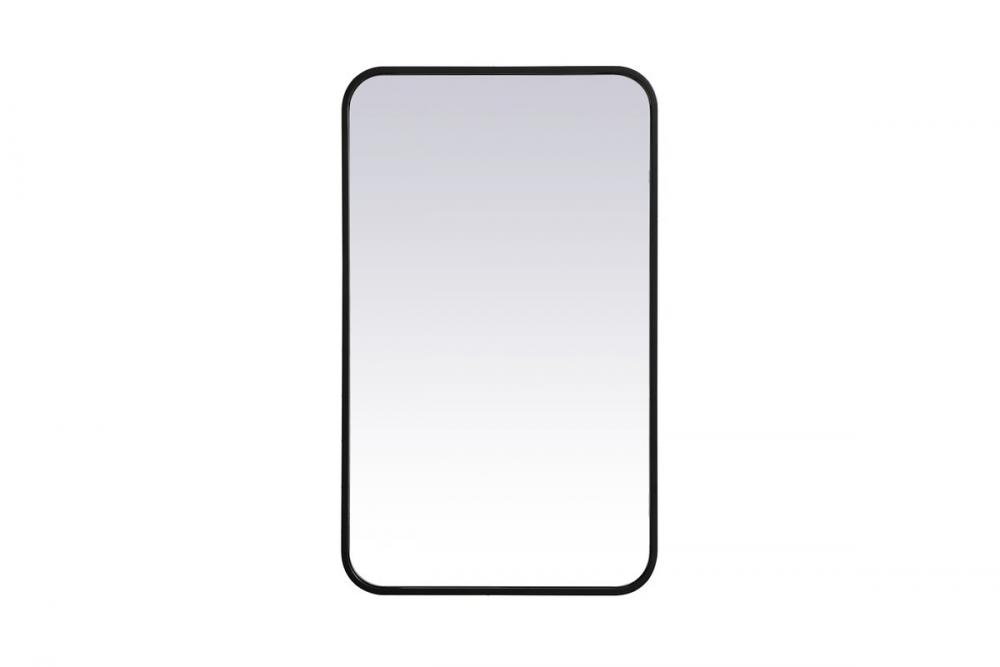 Soft Corner Metal Rectangular Mirror 18x30 Inch in Black