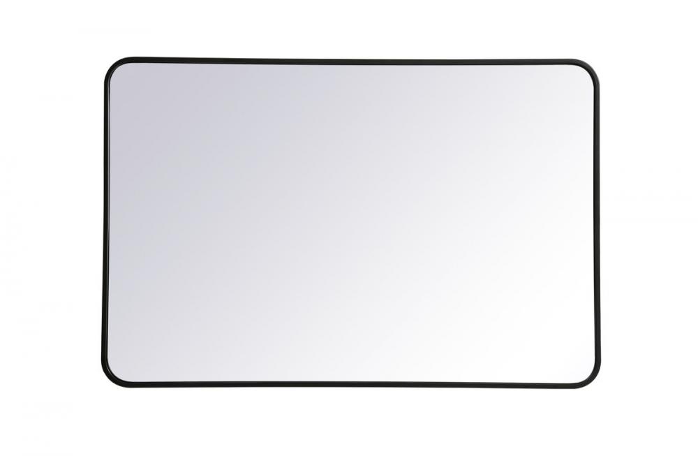 Soft Corner Metal Rectangular Mirror 28x42 Inch in Black