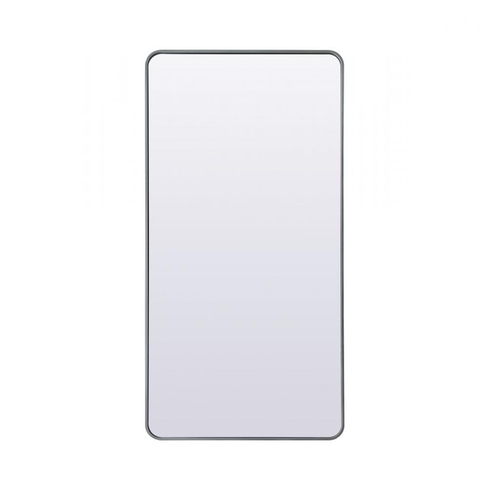 Soft Corner Metal Rectangle Full Length Mirror 30x60 Inch in Silver