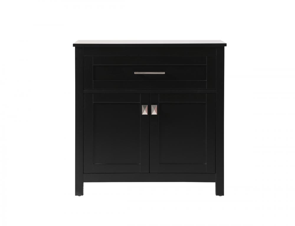 30 Inch Wide Bathroom Storage Freestanding Cabinet in Black