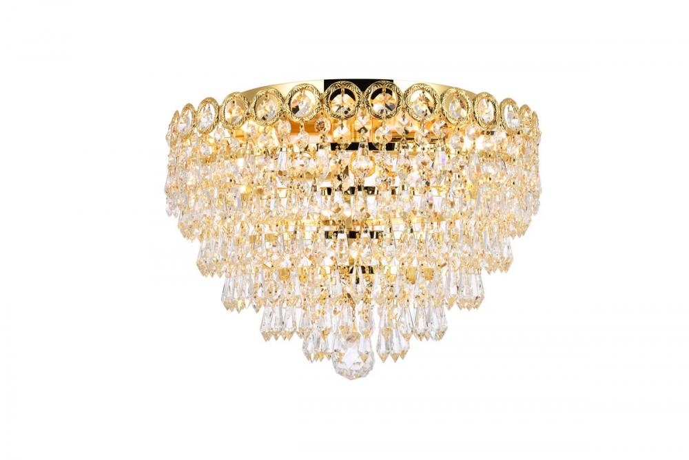 Century 4 Light Gold Flush Mount Clear Royal Cut Crystal