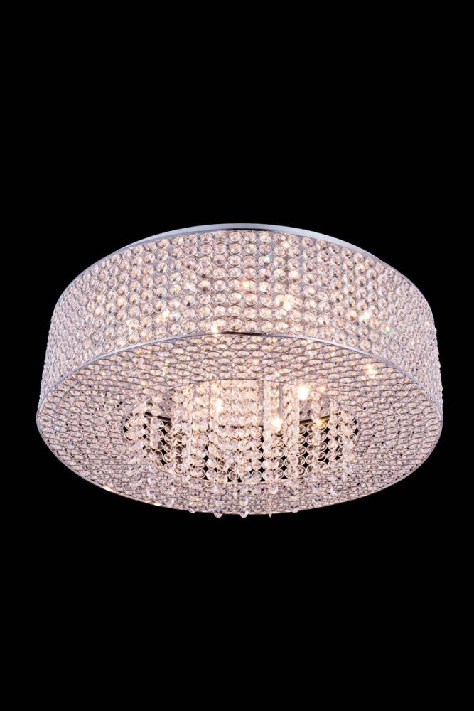 Amelie 10 Light Chrome Flush Mount Clear Royal Cut Crystal