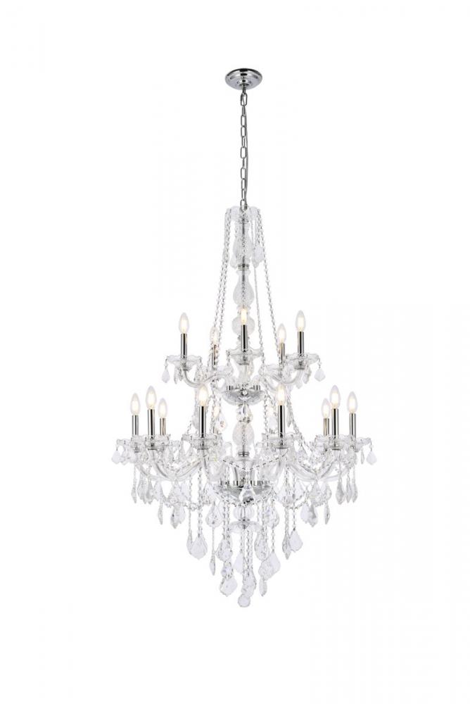 Verona 15 Light Chrome Chandelier Golden Teak (Smoky) Royal Cut Crystal