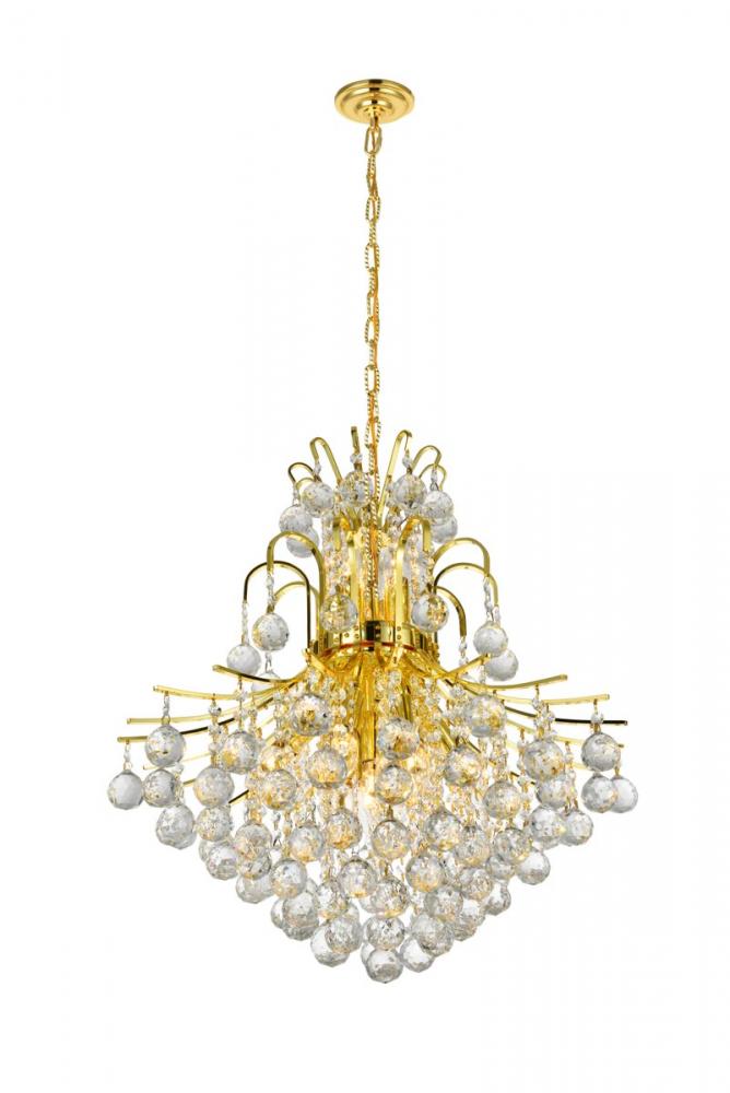 Toureg 11 Light Gold Chandelier Clear Royal Cut Crystal