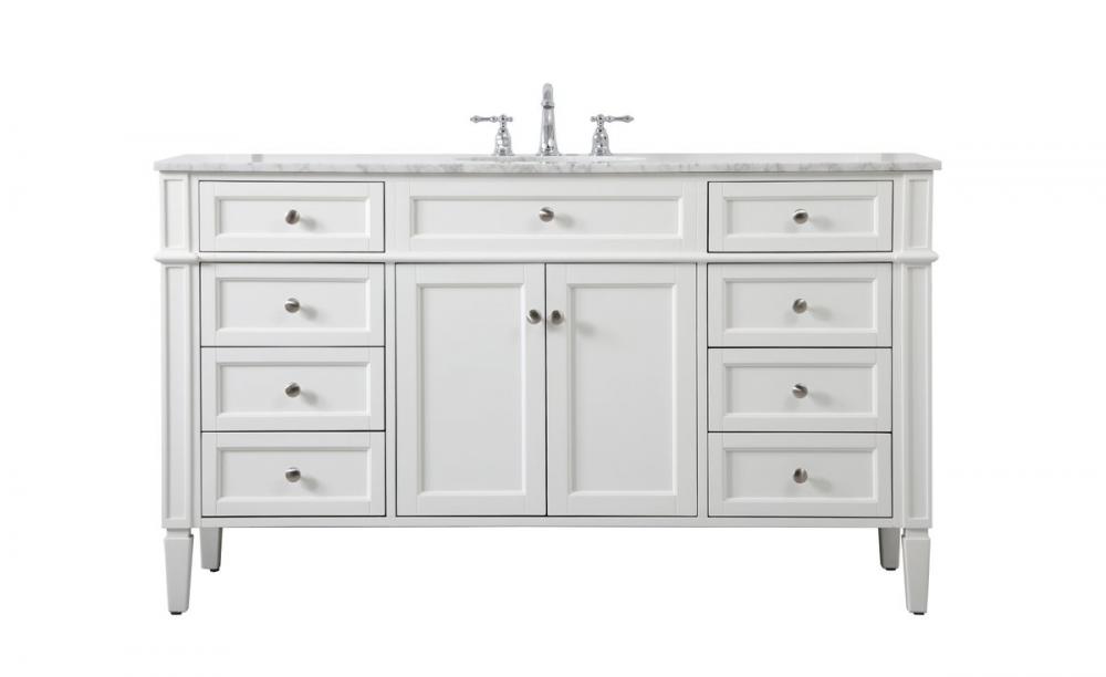 60 Inch Single Bathroom Vanity in White